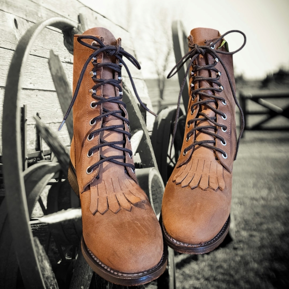 Dan Post Women's Round Toe Lace-Up Ropers, Khaki - Size 7M - Picture 2 of 8